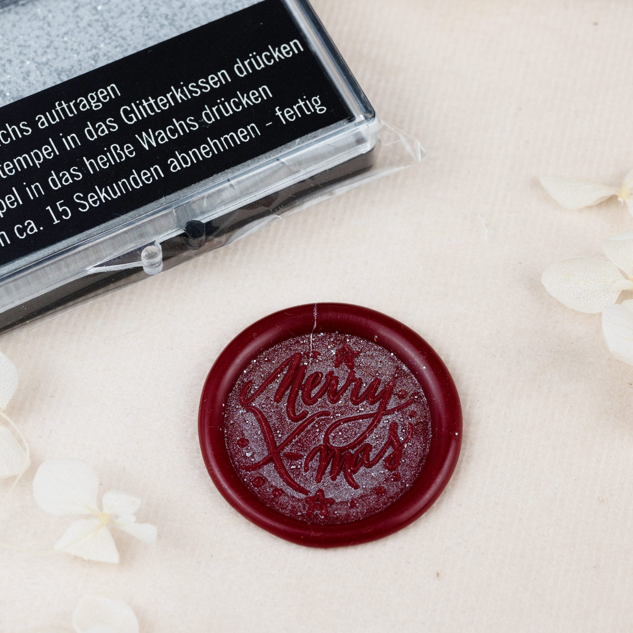 Siegelkissen Silber Glitter - Siegelstempel personalisiert