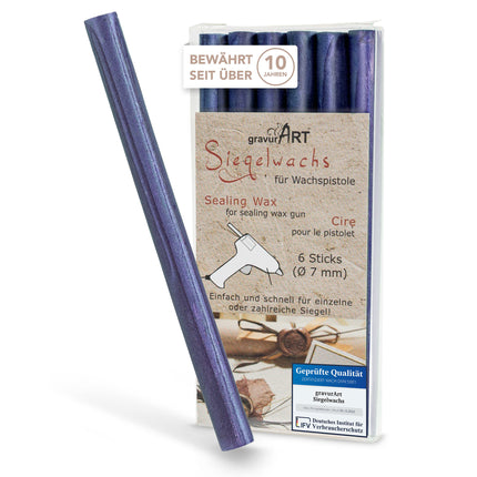 Siegelwachs für Wachspistole in Saphir-Perl., 7mm Durchmesser, 6er Pack - Siegelstempel personalisiert