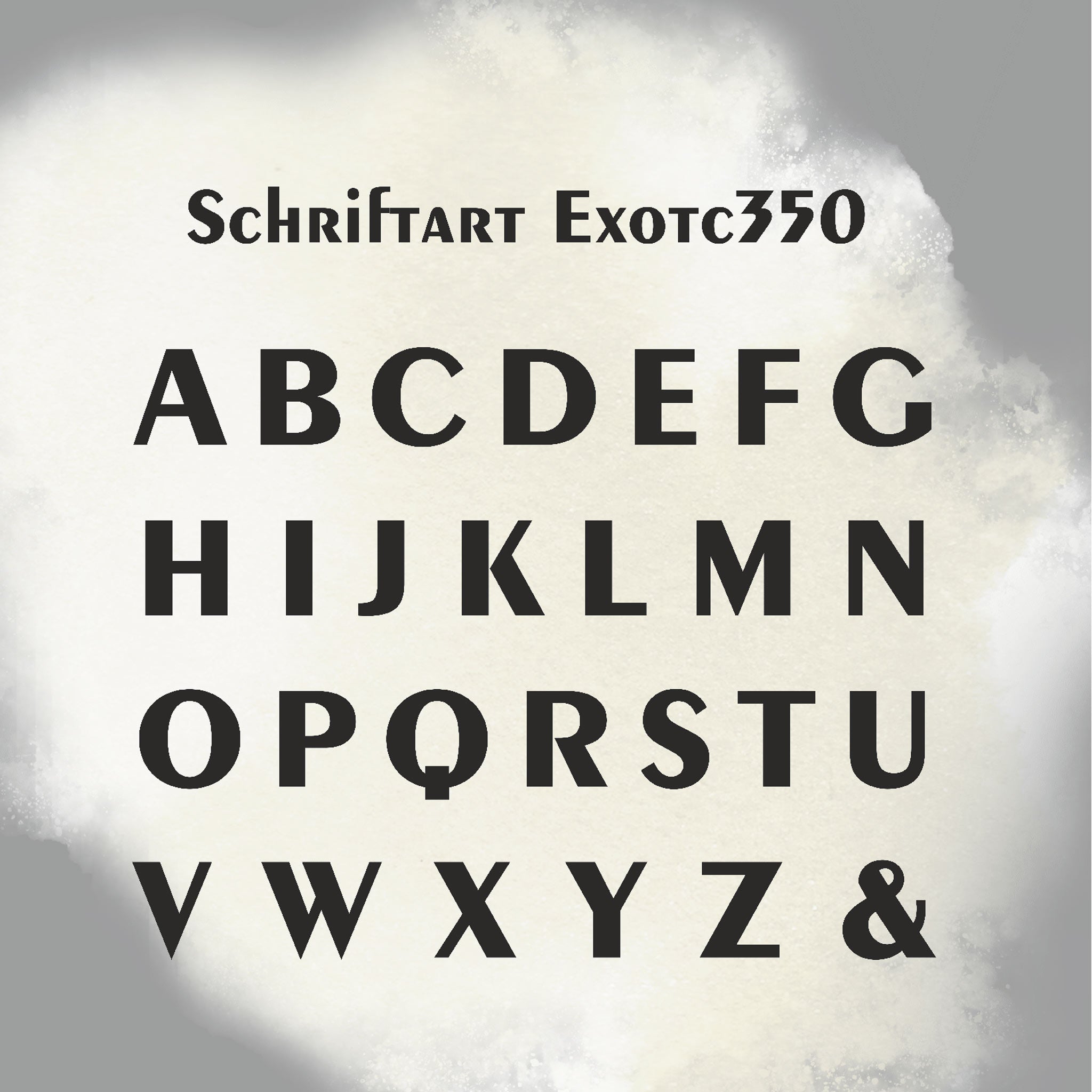 Die Tafel zeigt die Schriftart Exotc350 für dieses Siegeldesign