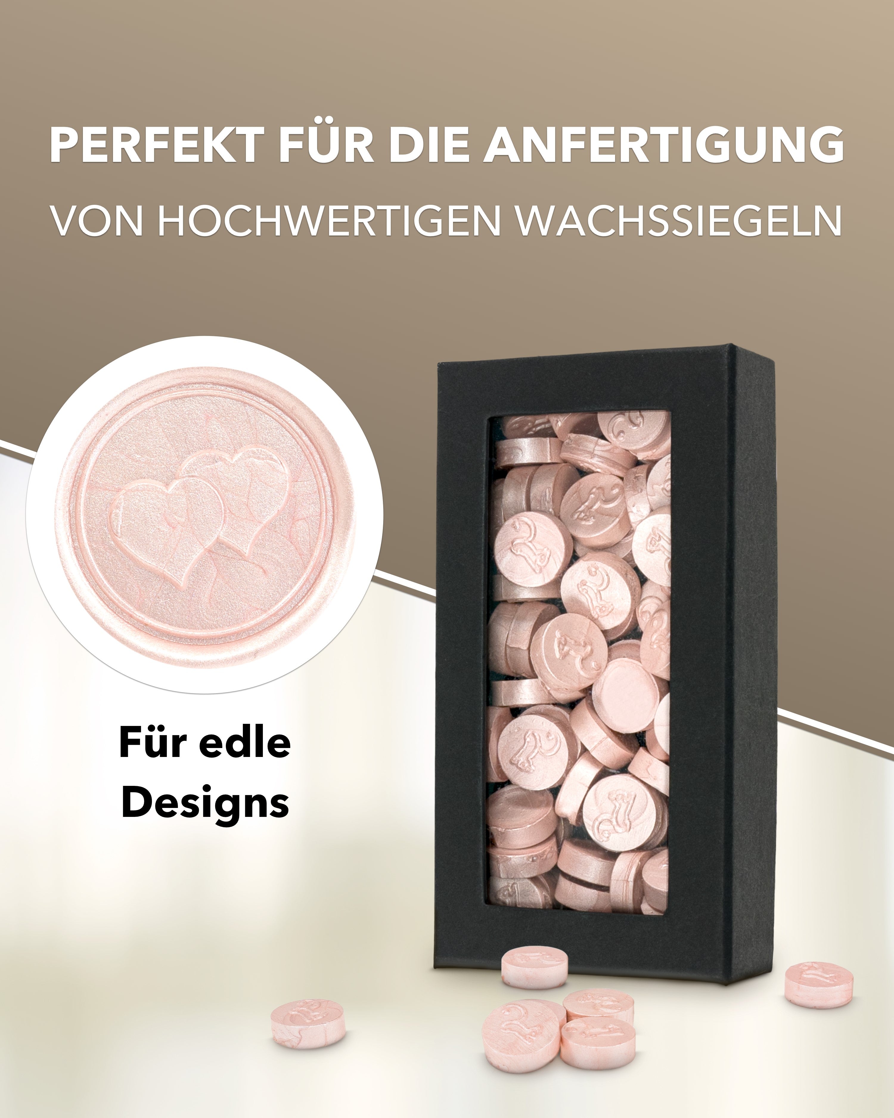gravurART Siegelwachs Tabs - flexibel - zum Schmelzen im Schmelzlöffel - Farbe Champagner - Siegelstempel personalisiert