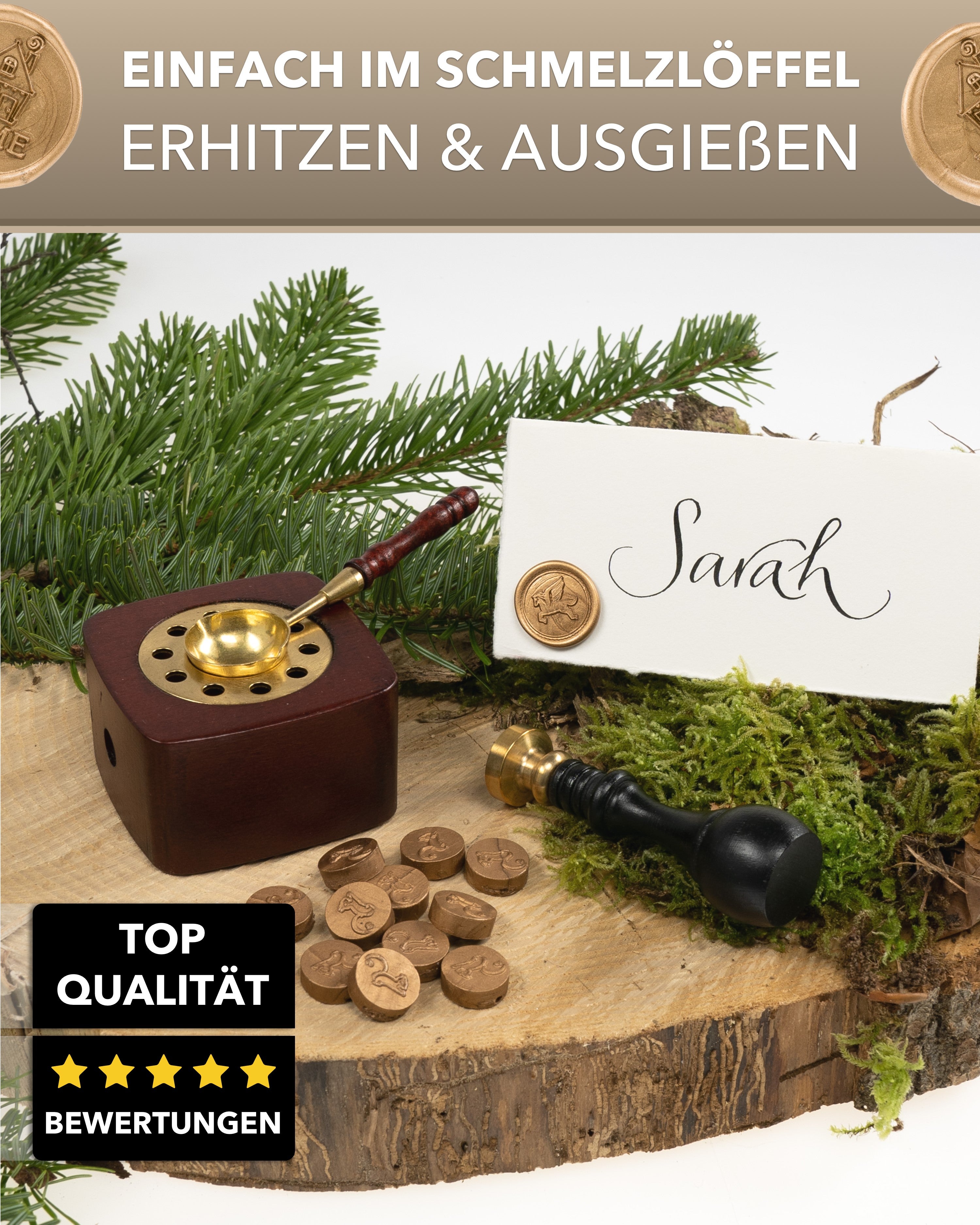 gravurART Siegelwachs Tabs - flexibel - zum Schmelzen im Schmelzlöffel - Weiß-Perl. - Siegelstempel personalisiert