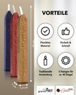 Premium Siegelwachs mit Docht, 3er Pack Mix Gold - Rot-Metallic - Navyblue - Siegelstempel personalisiert
