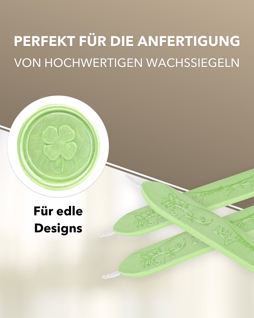 Premium Siegelwachs mit Docht, 3er Pack in Lindrün-perl. - Siegelstempel personalisiert