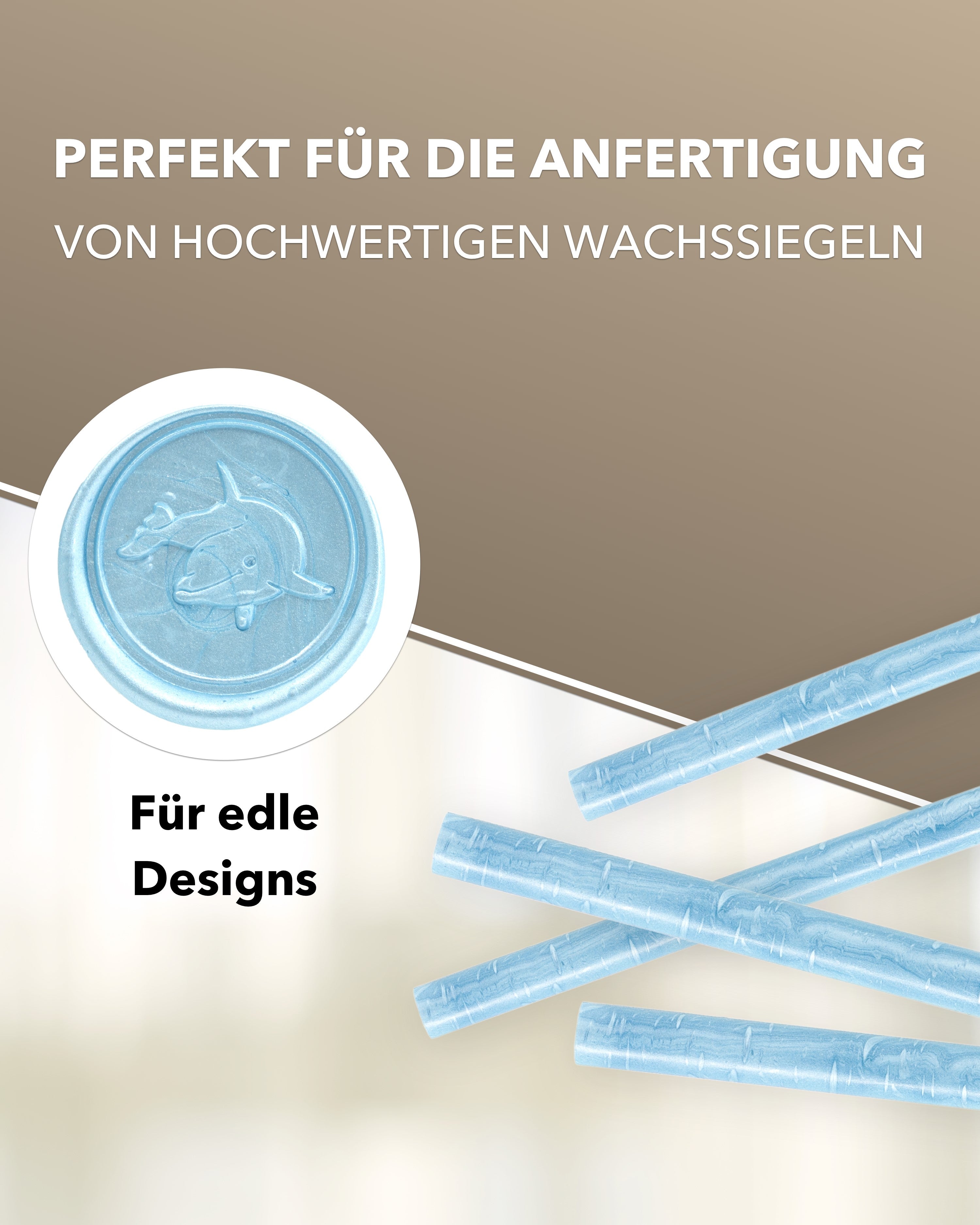 Siegelwachs für Wachspistole in Aqua-Perl., 7mm Durchmesser, 6er Pack - Siegelstempel personalisiert