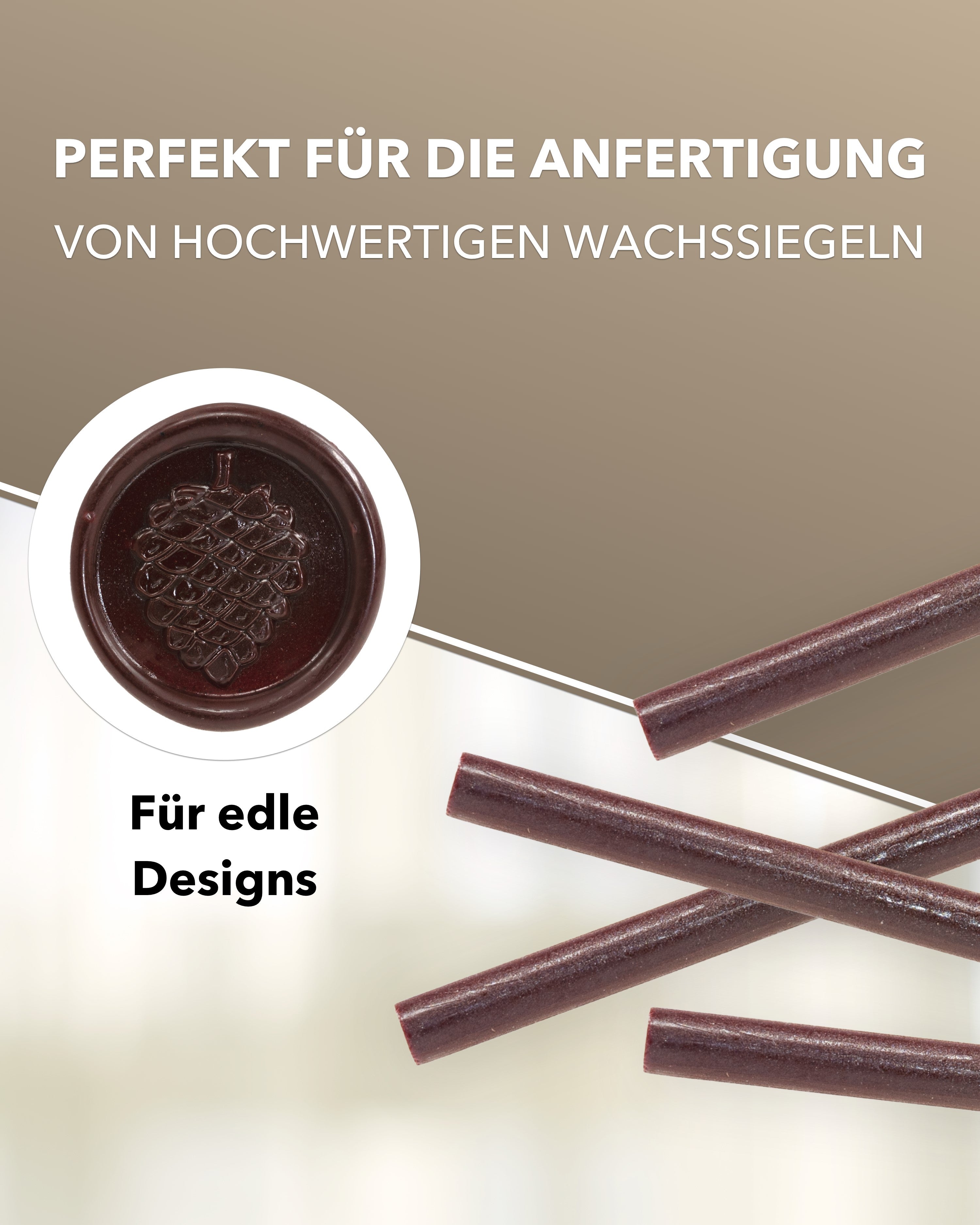 Siegelwachs für Wachspistole in Kastanie, 7mm Durchmesser, 6er Pack - Siegelstempel personalisiert