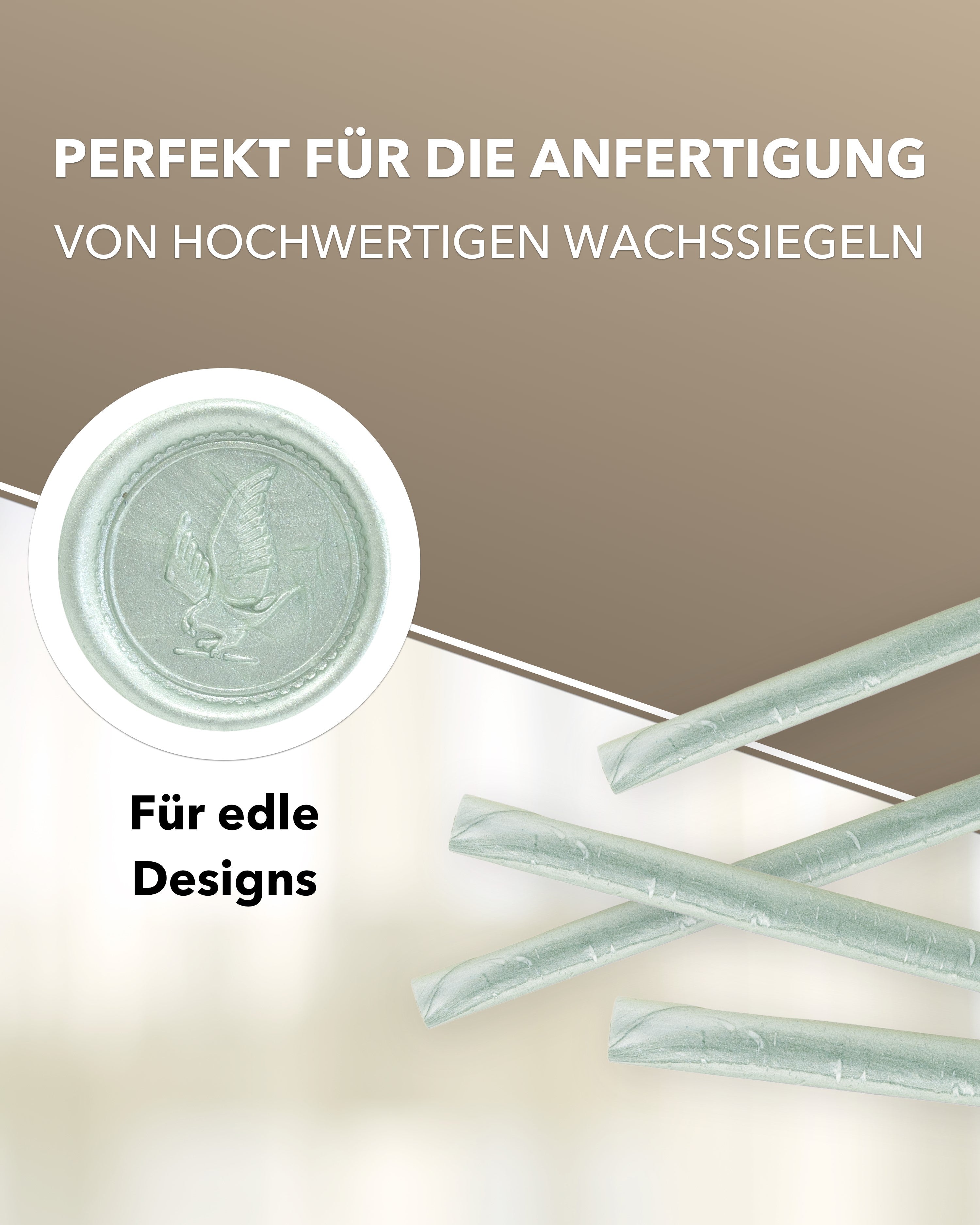Siegelwachs für Wachspistole in Mint-Perl., 7mm Durchmesser, 6er Pack - Siegelstempel personalisiert