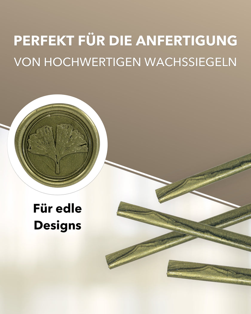 Siegelwachs für Wachspistole in Olive-Perl., 7mm Durchmesser, 6er Pack - Siegelstempel personalisiert