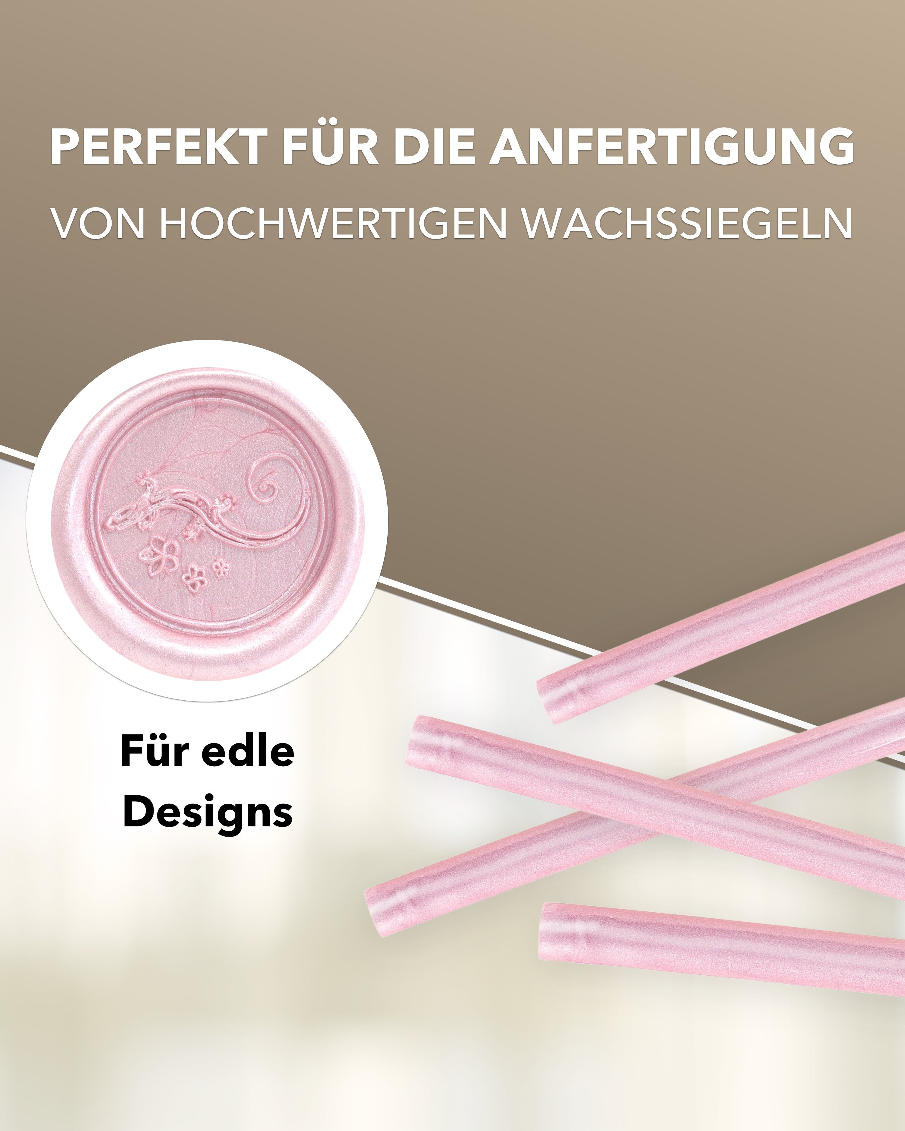 Siegelwachs für Wachspistole in Rosé-Perl, 7mm Durchmesser, 6er Pack - Siegelstempel personalisiert