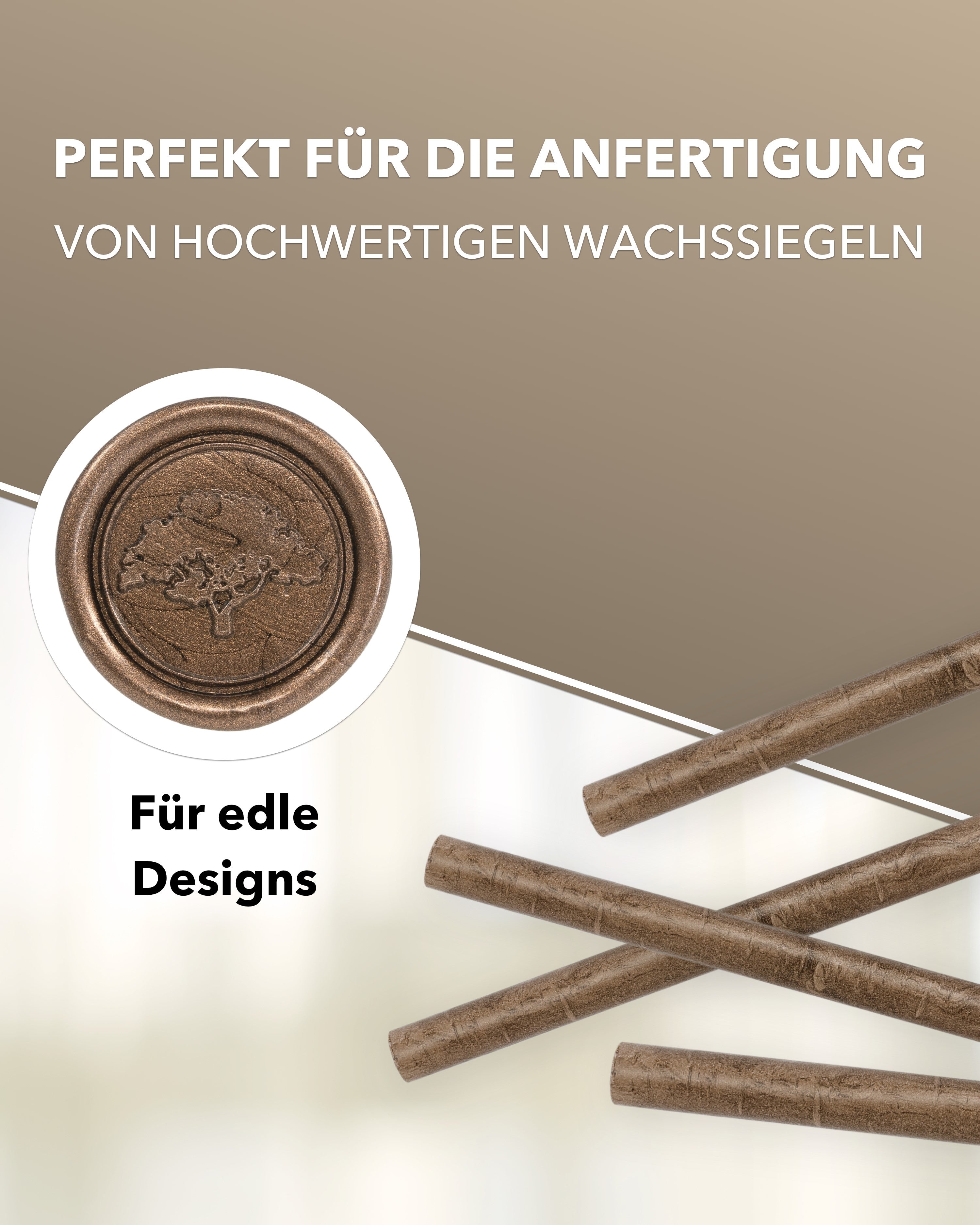Siegelwachs für Wachspistole in Schoko-Perl., 7mm Durchmesser, 6er Pack - Siegelstempel personalisiert