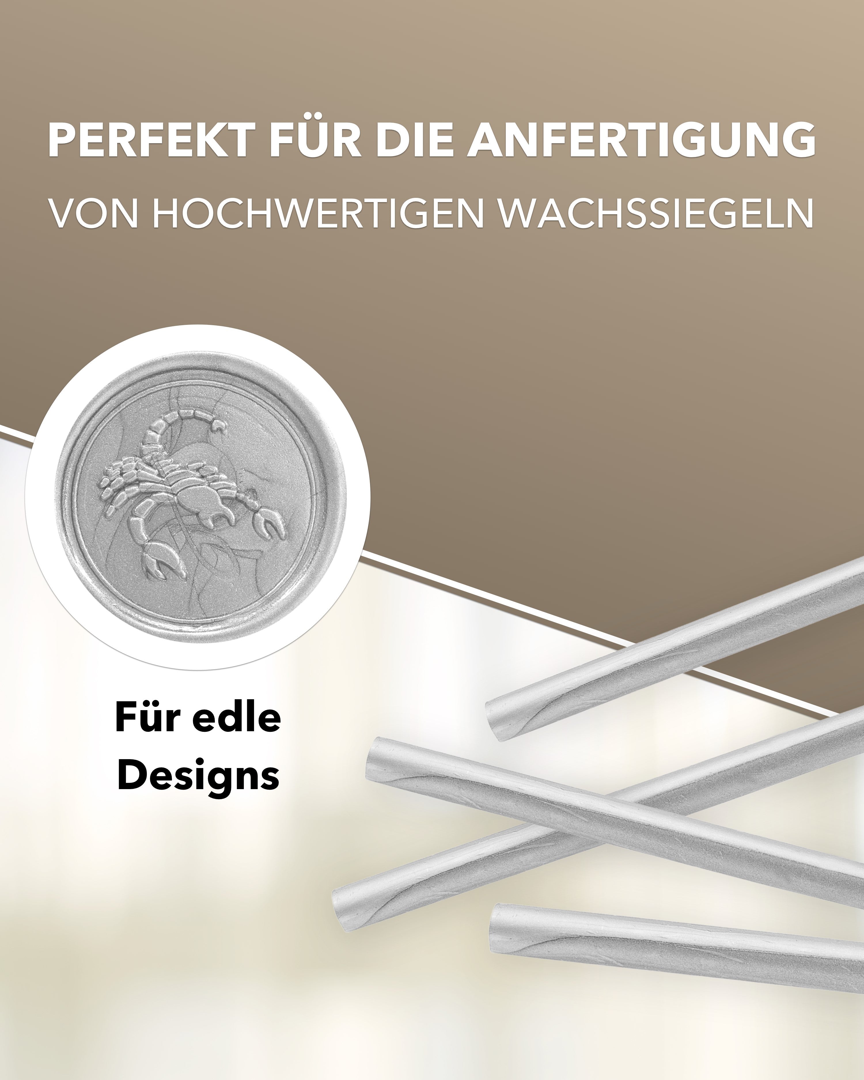 Siegelwachs für Wachspistole in Silber, 7mm Durchmesser, 6er Pack - Siegelstempel personalisiert