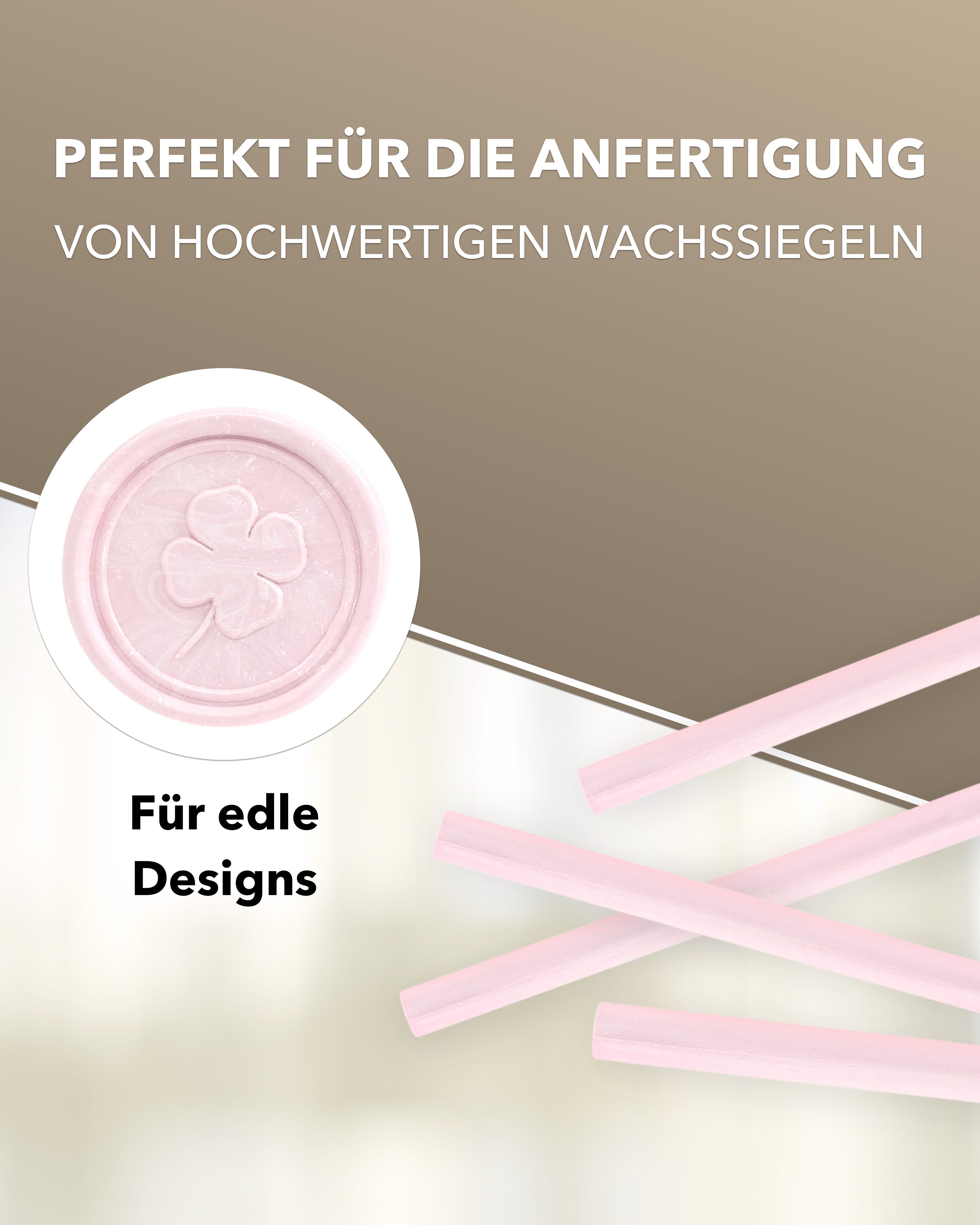 Siegelwachs für Wachspistole in Zartrosé, 7mm Durchmesser, 6er Pack - Siegelstempel personalisiert